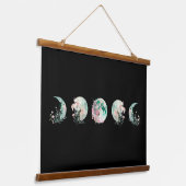 Mond Phases Wood Topped Wall Tapestry Wandteppich Mit Holzrahmen (Gewinkelt)