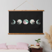Mond Phases Wood Topped Wall Tapestry Wandteppich Mit Holzrahmen (Schlafzimmer)