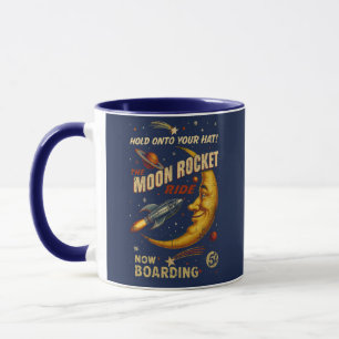 Mond-Raketen-Fahrt-Vintage-Raumfahrt-Tasse Tasse