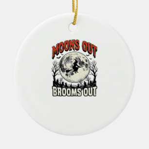 Mond raus Besen raus Vintage Halloween Hexen Desig Keramik Ornament