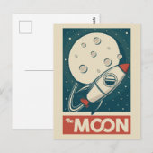 Mond Retro Galaxy Rakete Postkarte (Vorne/Hinten)