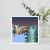 Mond-Rocket-Weihnachtskarte Feiertagskarte (Stehend Vorderseite)