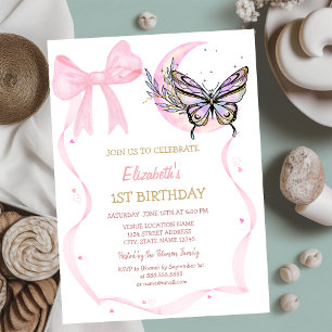 Mond-Schmetterling-Bogen-Gestreifte-Geburtstag Einladung