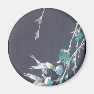 Mond, Schwalben und Pfirsich-Blüten circa 1850 Magnet