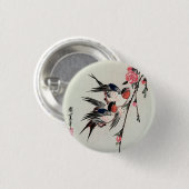 Mond-, Schwalben-und Pfirsich-Blüten-Knopf Button (Vorne & Hinten)