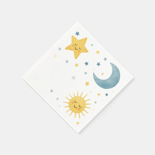 Mond, Stars, Sun & Cloud Celestial Baby Dusche Serviette (Ecke)