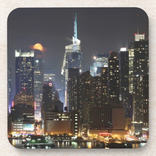 Mond steigt über Stadtmitte New York. Getränkeuntersetzer (Vorderseite)