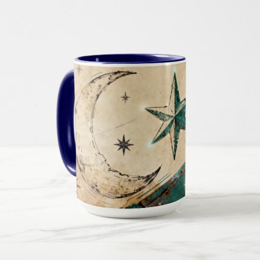 Mond & Stern Digital-Artefakt | Zukunft Mittelalte Tasse (Vorderseite Links)