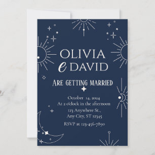 Mond & Sterne Elegante Hochzeit  Einladung