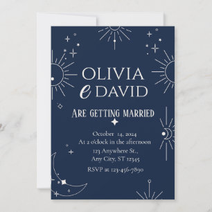 Mond & Sterne Elegante Hochzeit  Einladung