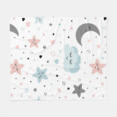 Mond, Sterne, Herzen, Wolken, Kinder, Fleecedecke (Vorderseite (Horizontal))