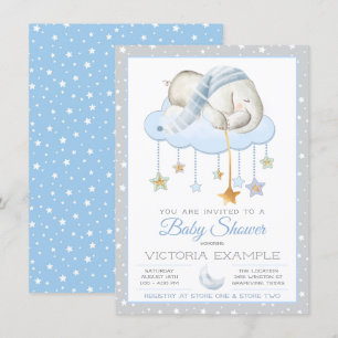 Mond Sterne Junge Elefant Baby Shower Einladungen