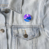 Mond, Sterne Meer und Berge in Violet und Blau Button (Beispiel)