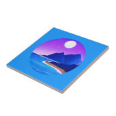 Mond, Sterne Meer und Berge in Violet und Blau Fliese (Seite)
