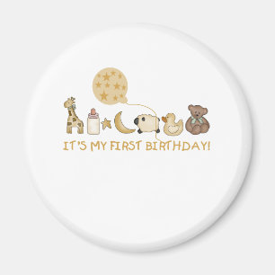 Mond, Sterne und Tier-erster Geburtstag Magnet
