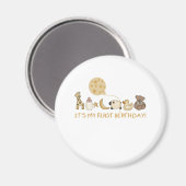 Mond, Sterne und Tiere zum ersten Geburtstag Magnet (Vorderseite/Rückseite)