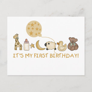 Mond, Sterne und Tiere zum ersten Geburtstag Postkarte