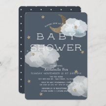 Mond, Sterne & Wolken Navy Baby Dusche
