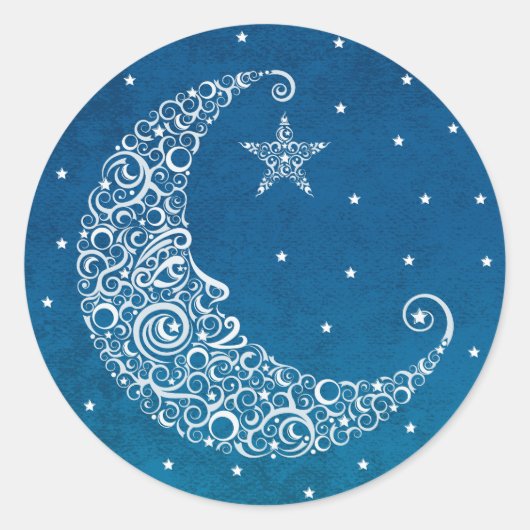 Mond-Sticker - Blau Runder Aufkleber (Vorderseite)