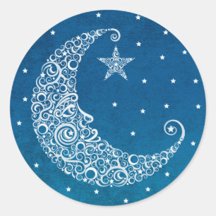 Mond-Sticker - Blau Runder Aufkleber