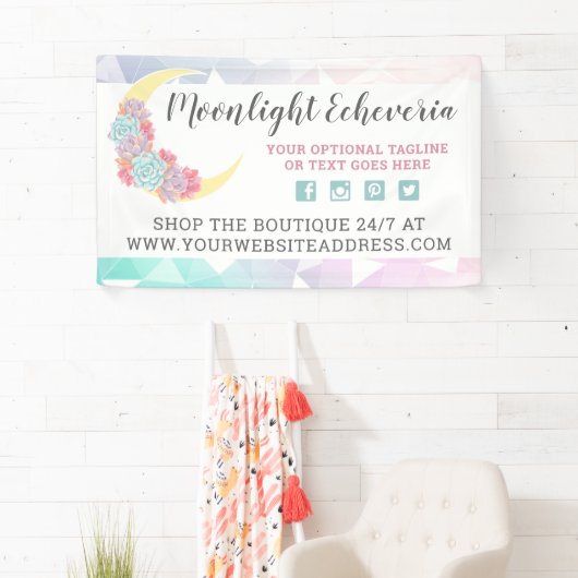 Mond u. Succulents mystischer Boho Banner (Insitu)