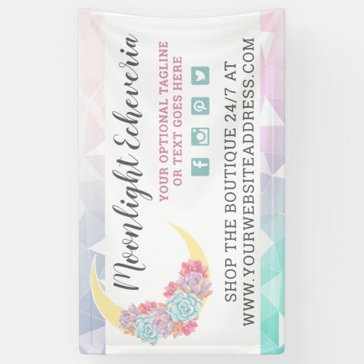 Mond u. Succulents mystischer Boho Banner (Vertikal)