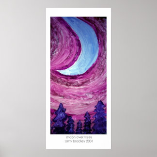 Mond über Bäumen Poster