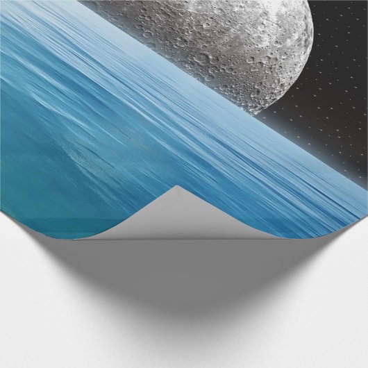 Mond über dem Ozean Geschenkpapier (Ecke)