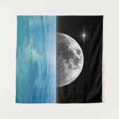 Mond über dem Ozean Wandteppich (Vorderseite (Horizontal))