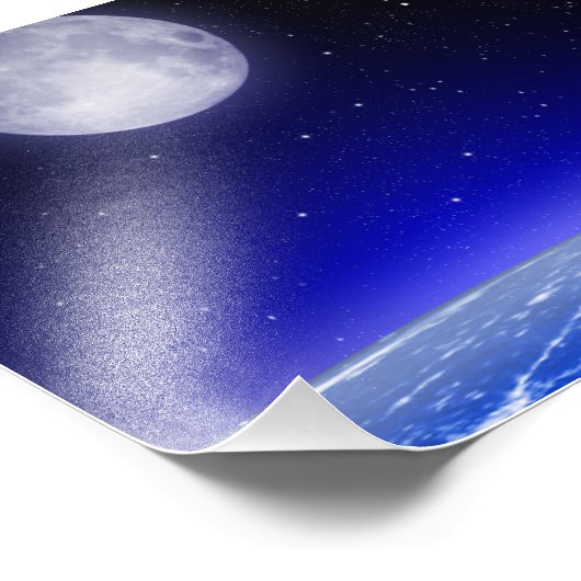 Mond über der Erde Fotodruck (Ecke)