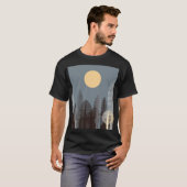 Mond über gestreiftem Wald, Silber. T-Shirt (Vorne ganz)