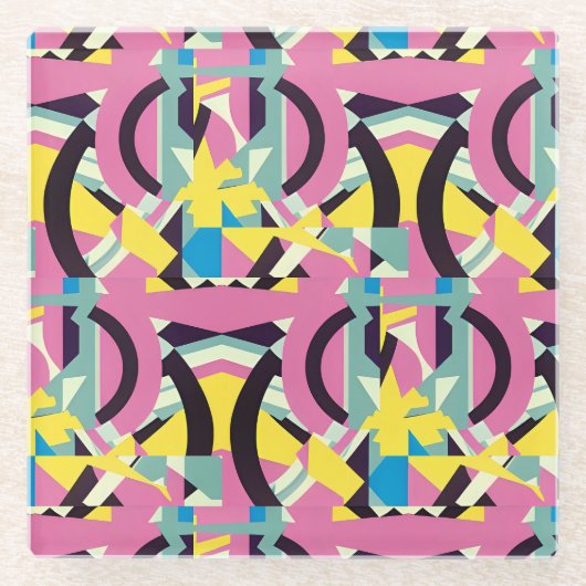 Mond über meinem Memphis Glasuntersetzer (Vorderseite)