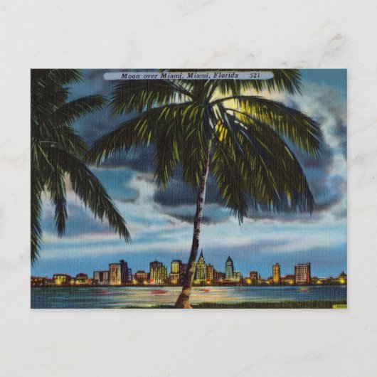 Mond über Miami Florida Postkarte (Vorderseite)
