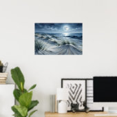Mond über ruhigem Meer Poster (Heimbüro)