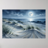 Mond über ruhigem Meer Poster (Vorne)