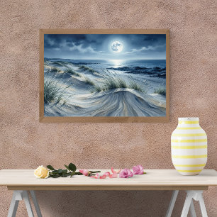 Mond über ruhigem Meer Poster