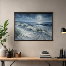 Mond über ruhiger See Fotovergrößerung