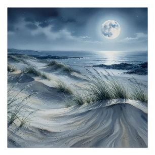 Mond über ruhiger See Fotovergrößerung Poster