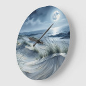 Mond über ruhiger See Große Wanduhr (Winkel)