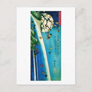 Mond über Wasserfall Hiroshige japanische Kunst Postkarte