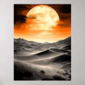 Mond über Wüstenduschen brennen - einfarbig Poster (Vorne)