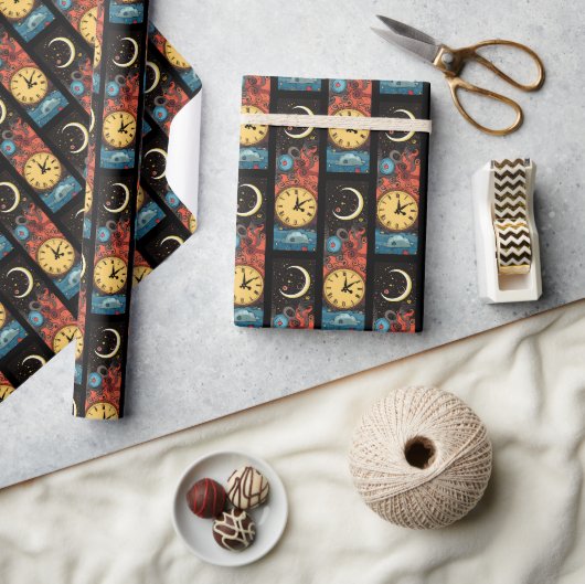 Mond Uhr Geschenkpapier (Kunsthandwerk)