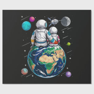 Mond und Astronaut Geschenkpapier