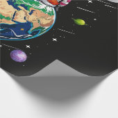 Mond und Astronaut Geschenkpapier (Ecke)