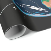 Mond und Astronaut Geschenkpapier (Rolleneckpunkt)