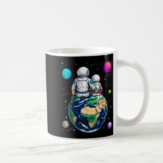 Mond und Astronaut Vater Ba Kaffeetasse (Rechts)