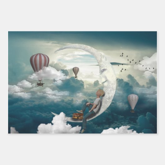 Mond und Balloons Geschenkpapier Set (Vorderseite 2)