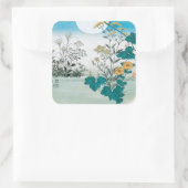 Mond und Blume Quadratischer Aufkleber (Tasche)