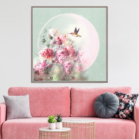 Mond und Blume - überzogene Leinwand (Insitu (Wohnzimmer))