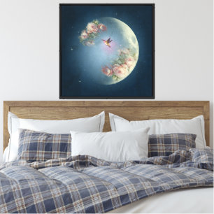 Mond und Blume - überzogene Leinwand